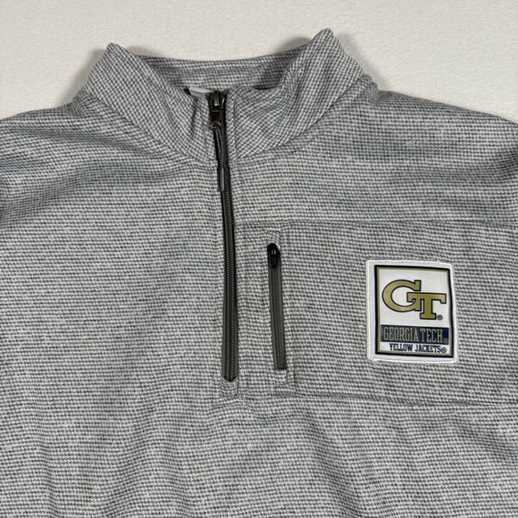 Champion GEORGIA TECH Gray 1/4 Zip pullover Sweater Men's LARGE - Picture 1 of 9